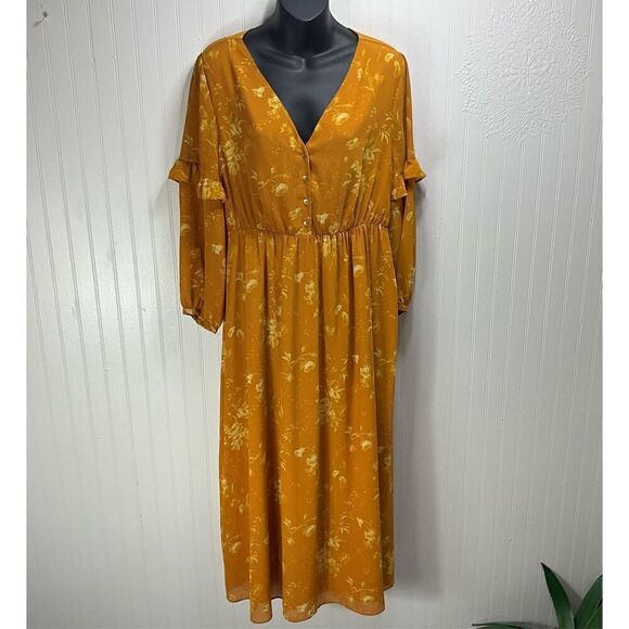 MADEWELL V-Neck Long Sleeve Maxi Dress - Picture 1 of 6